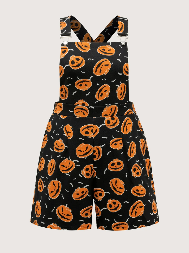 Pumpkin Everywhere Elastic Waist Romper