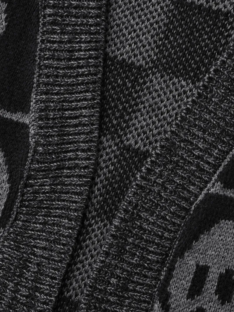 Ghost Checkered Jacquard Arc Swing Cardigan