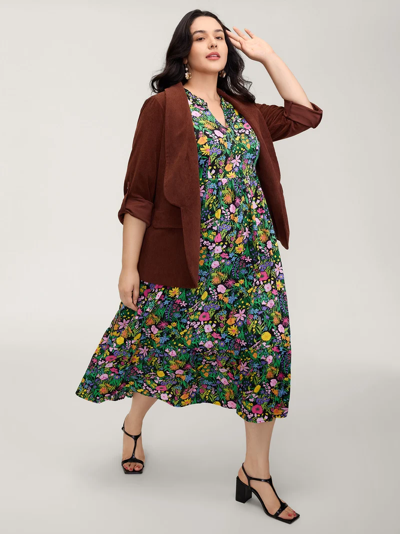 Floral Print Pockets Flowy Maxi Dress