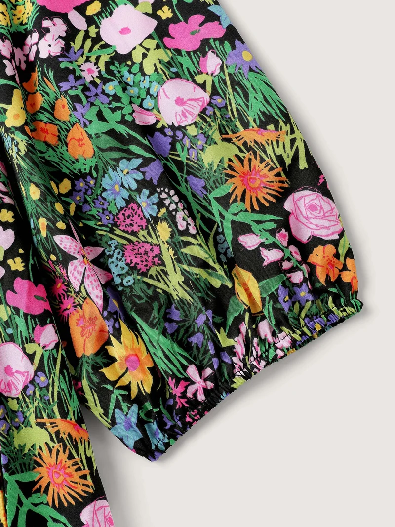 Floral Print Pockets Flowy Maxi Dress