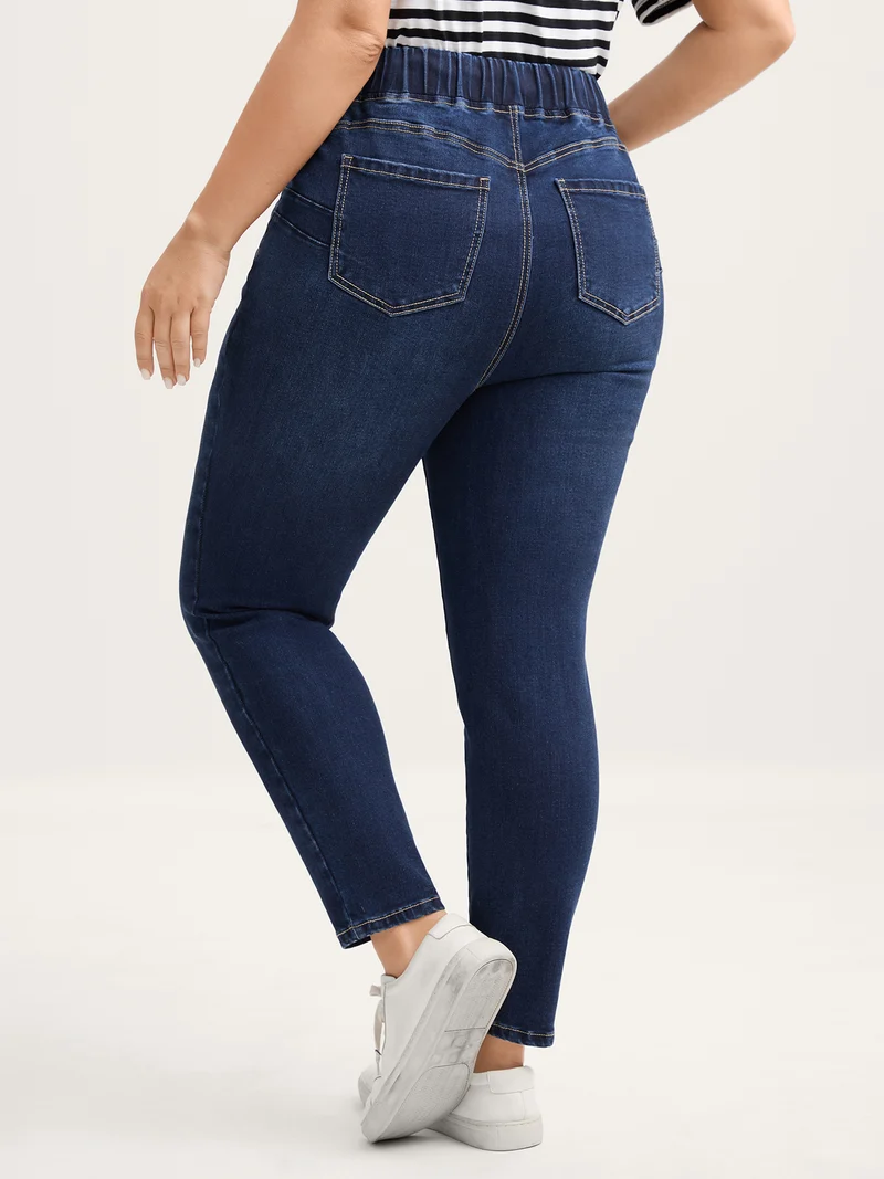 Drawstring Stretchy Waist Skinny-Fit Jeans