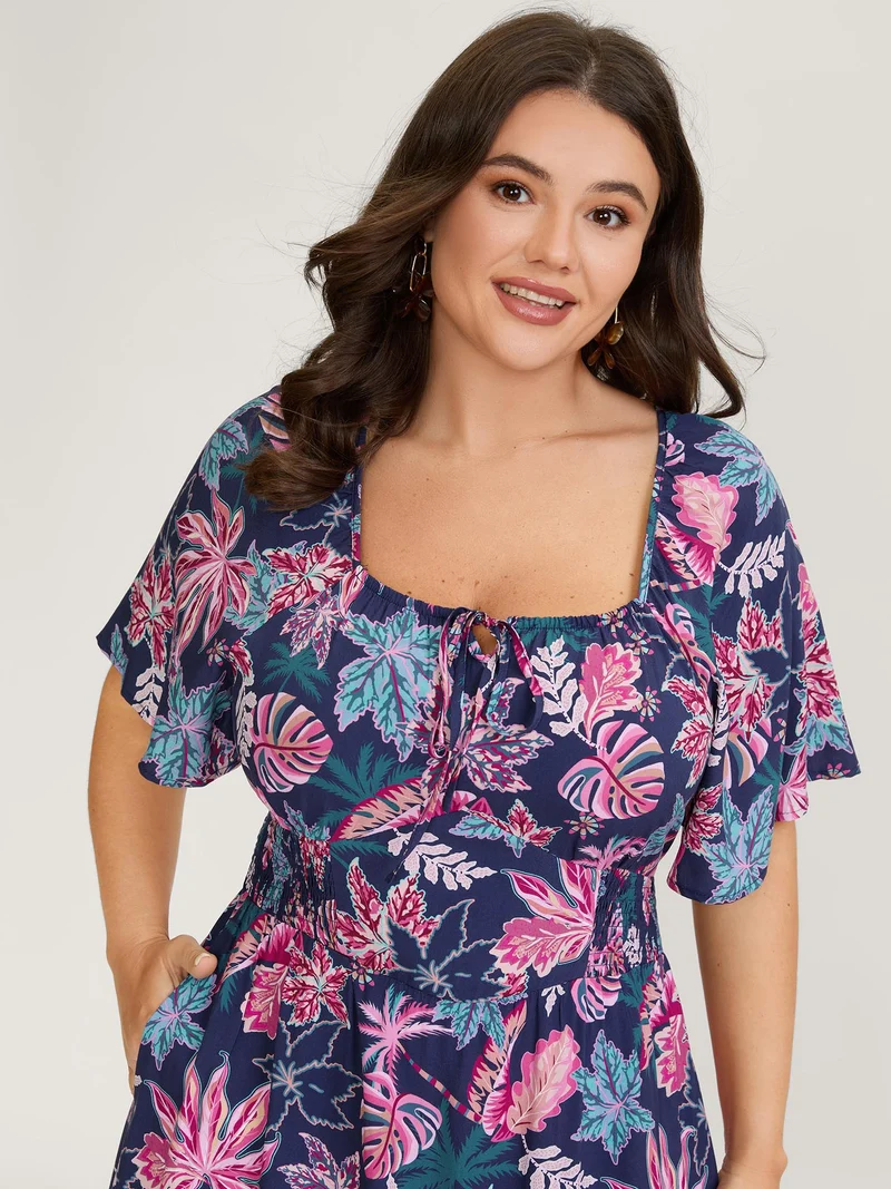 Floral Cinched-Waist Maxi Dress