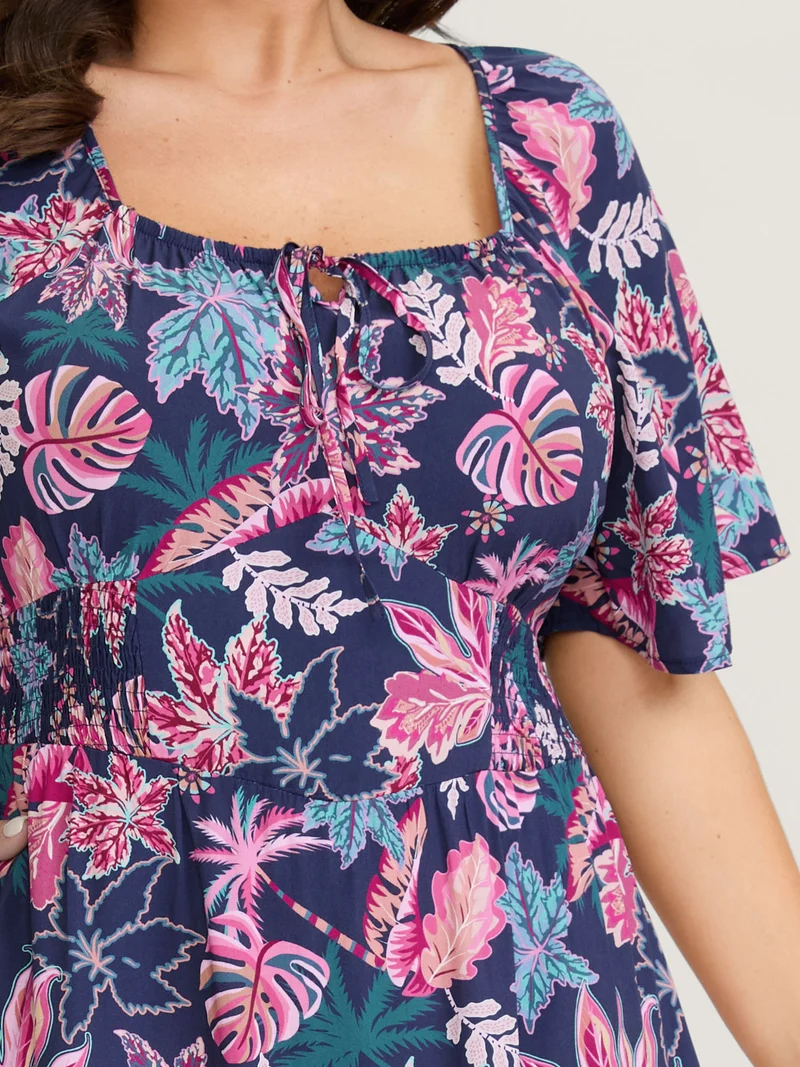 Floral Cinched-Waist Maxi Dress