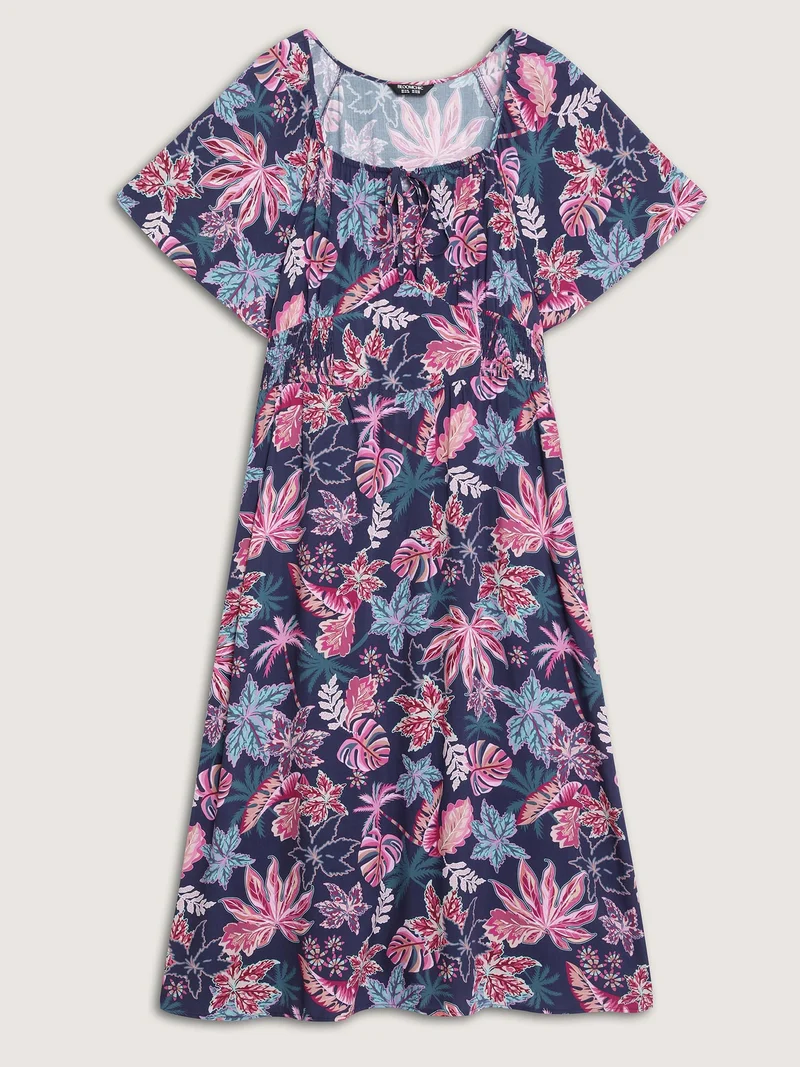 Floral Cinched-Waist Maxi Dress