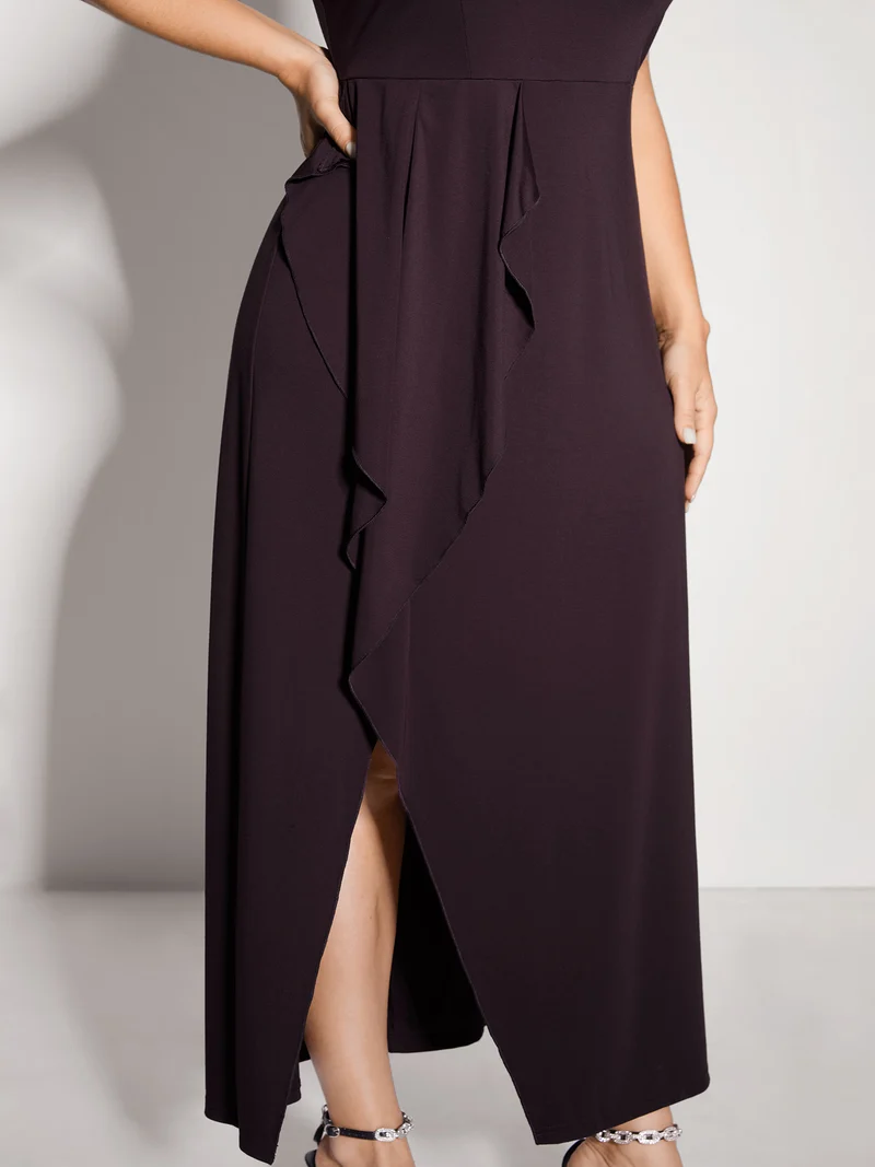 Supersoft Ruffled Asymmetrical Hem Maxi Dress