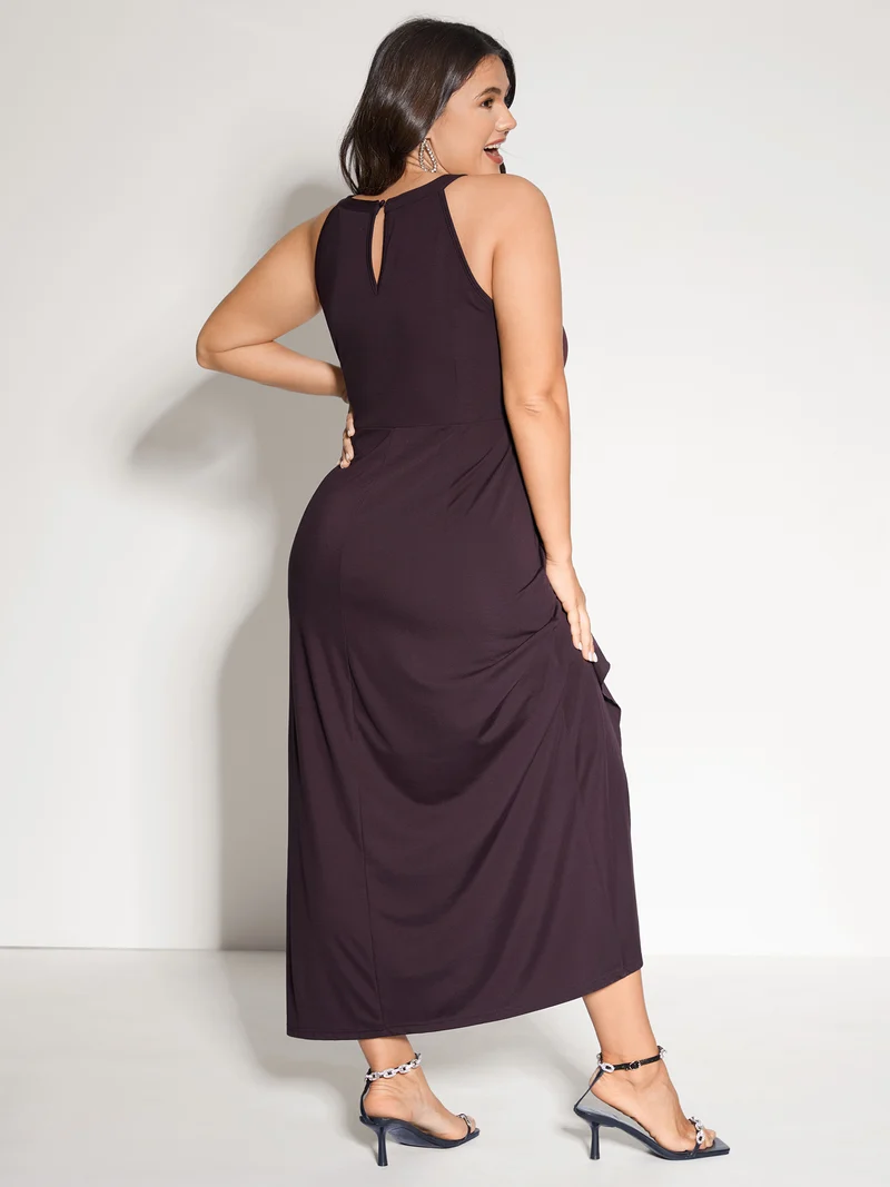 Supersoft Ruffled Asymmetrical Hem Maxi Dress