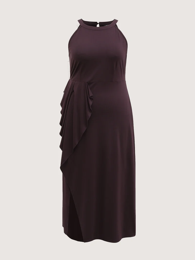 Supersoft Ruffled Asymmetrical Hem Maxi Dress
