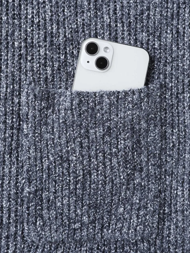 Shawl Collar Heather Pocket Knit Cardigan