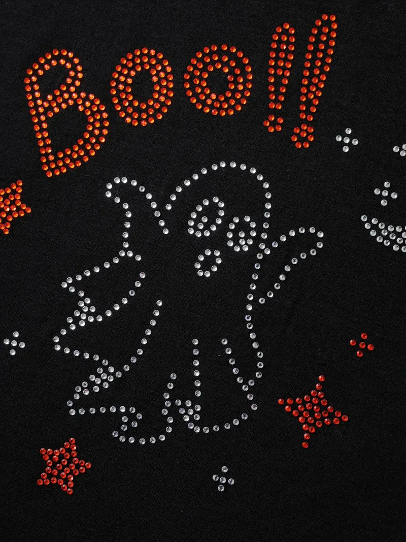 Boo-tiful Ghost Rhinestone Detail T-Shirt
