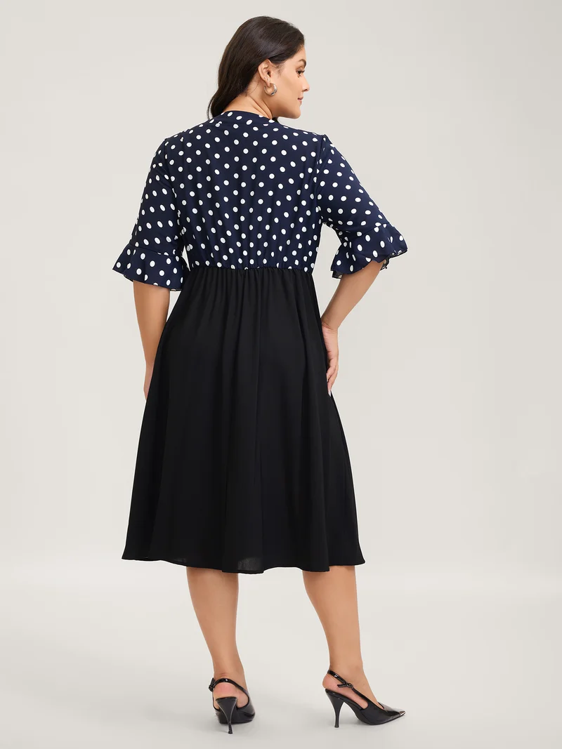 Pretty Polka Dots Bow-Tie Midi Dress