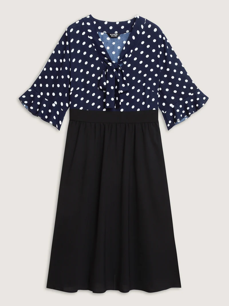 Pretty Polka Dots Bow-Tie Midi Dress