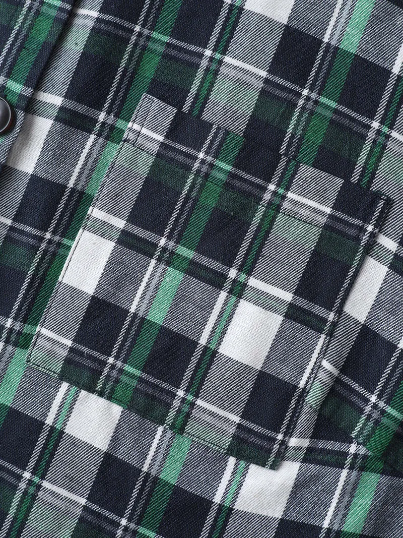 Cotton Embroidery Plaid Spliced Blouse