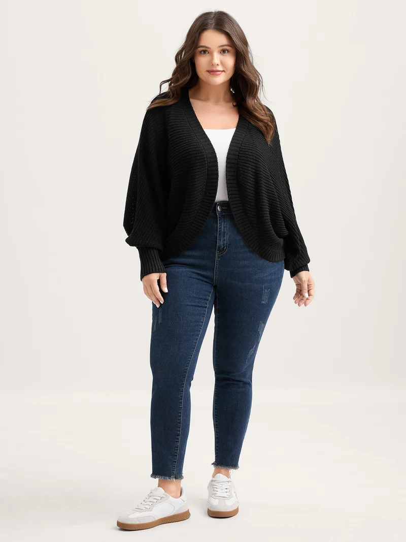 Cape Style Dolman Sleeve Knit Cardigan