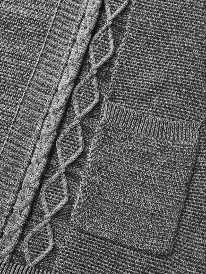 Cable Knit Front-Open Knit Cardigan