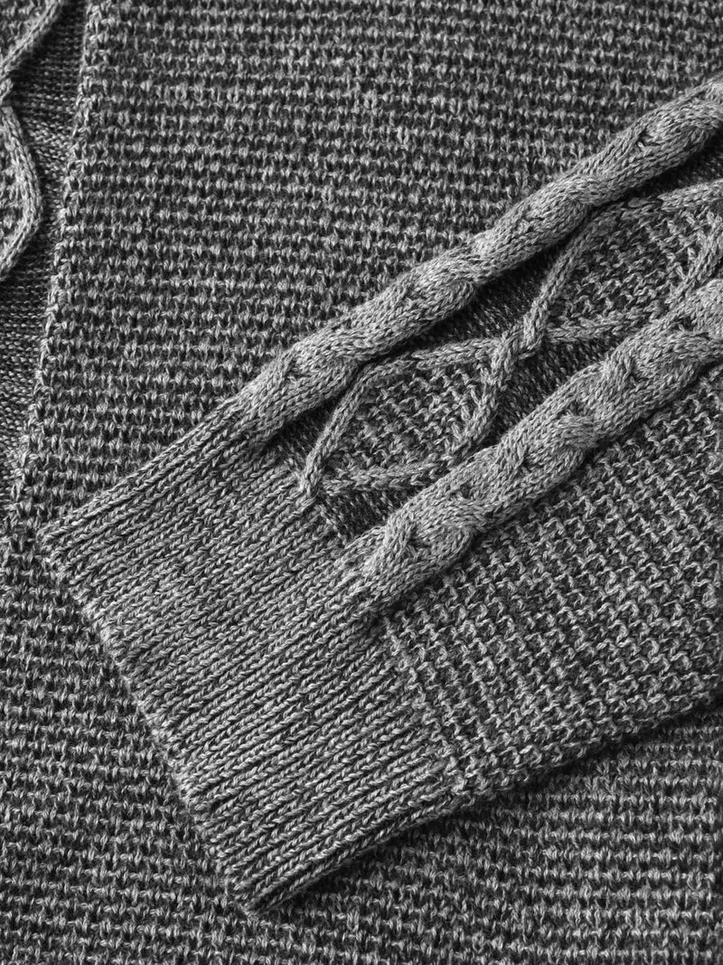 Cable Knit Front-Open Knit Cardigan
