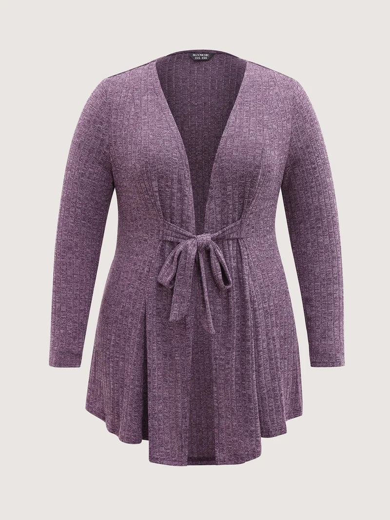Heather Ribbed Supersoft Front-Tie Jacket