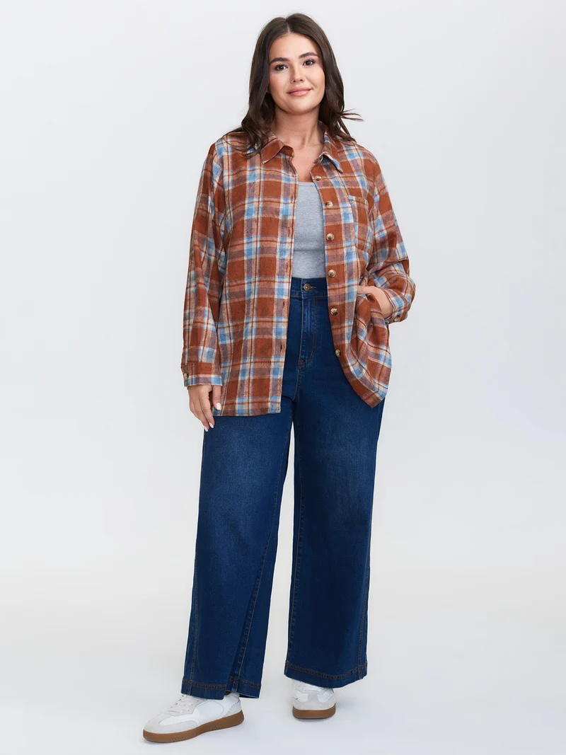 Plaid Print Vintage Button-Down Shirt