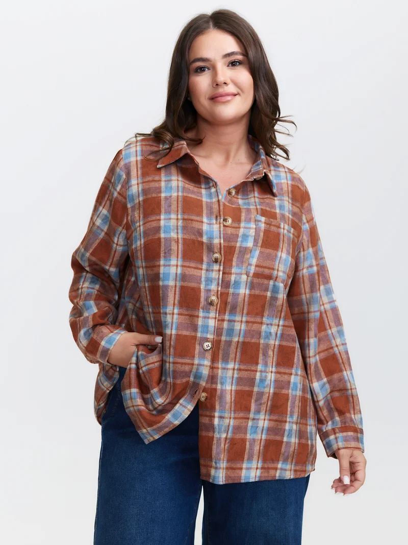 Plaid Print Vintage Button-Down Shirt