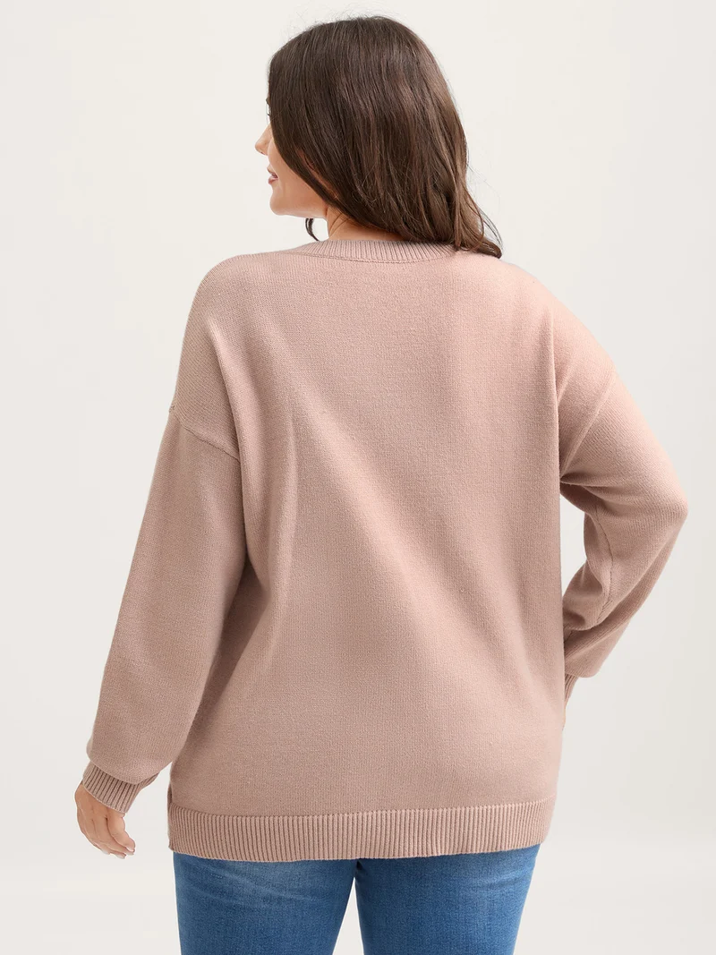 Fruit Jacquard Ribbed Hem Pullover