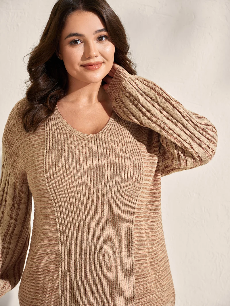 Wavy Textured Round Neck Pullover