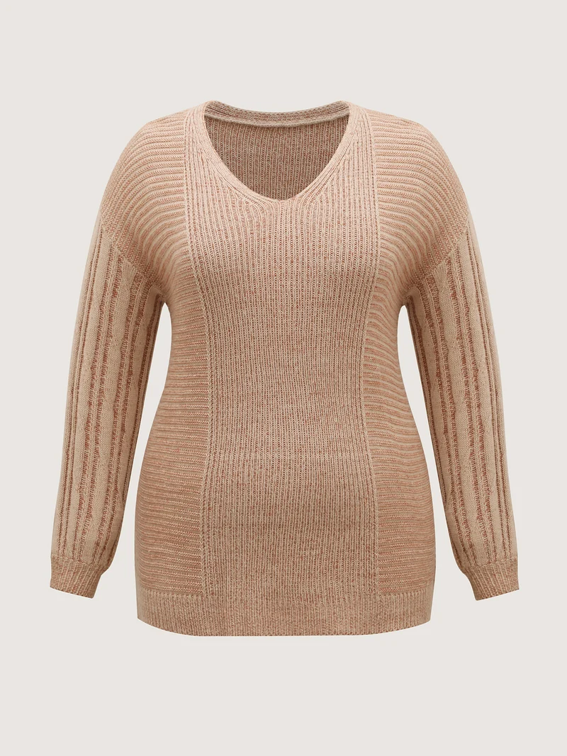 Wavy Textured Round Neck Pullover