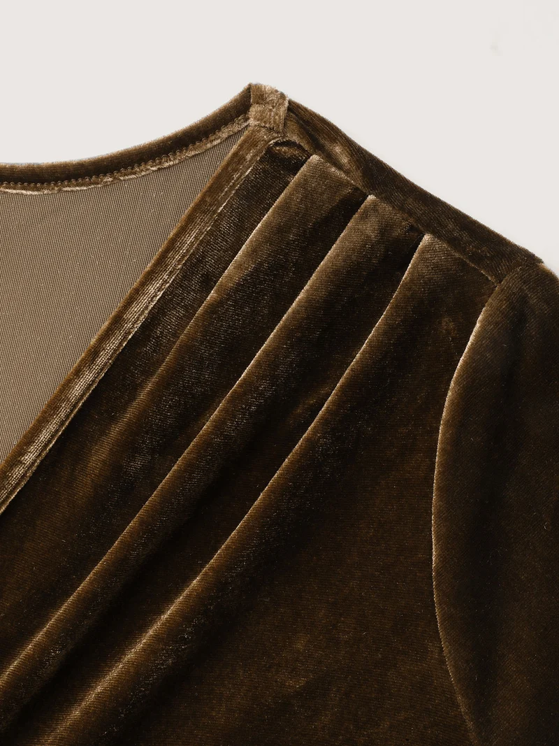 Velvet Metallic Button Drapey Blouse