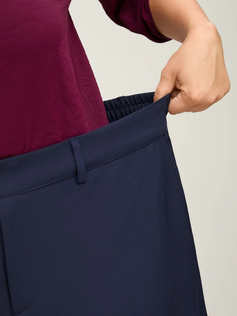 Elastic Back Waist Metal Buckle Pants