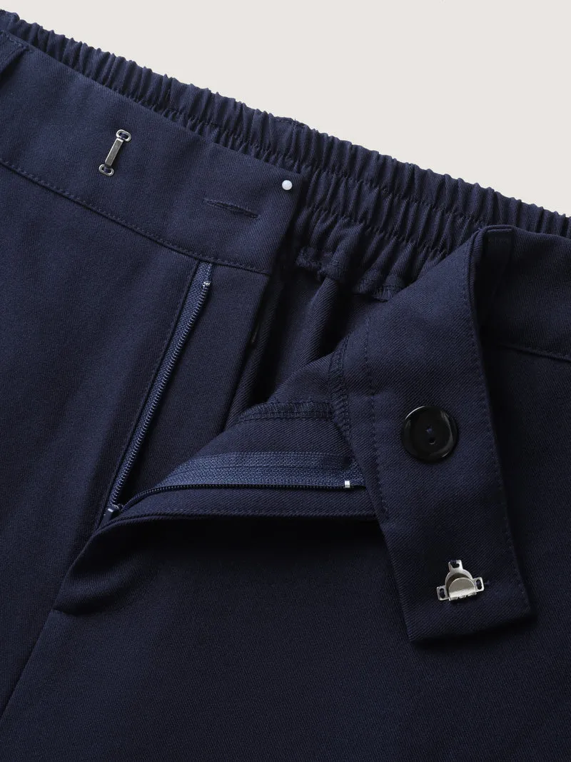 Elastic Back Waist Metal Buckle Pants