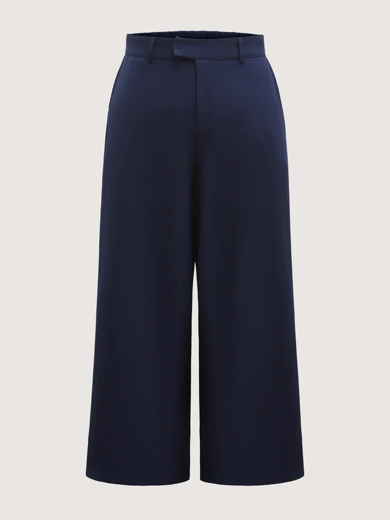 Elastic Back Waist Metal Buckle Pants