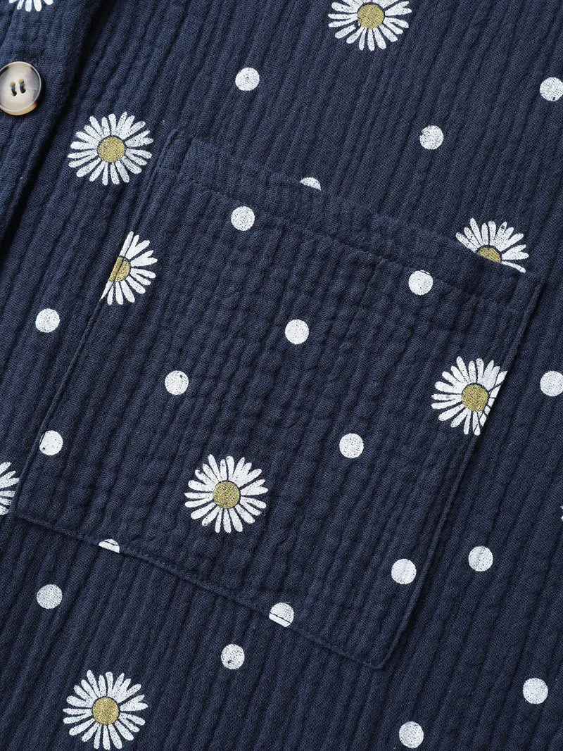 Cotton Floral Print Button-Down Jacket