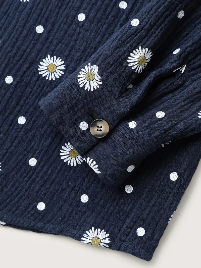 Cotton Floral Print Button-Down Jacket