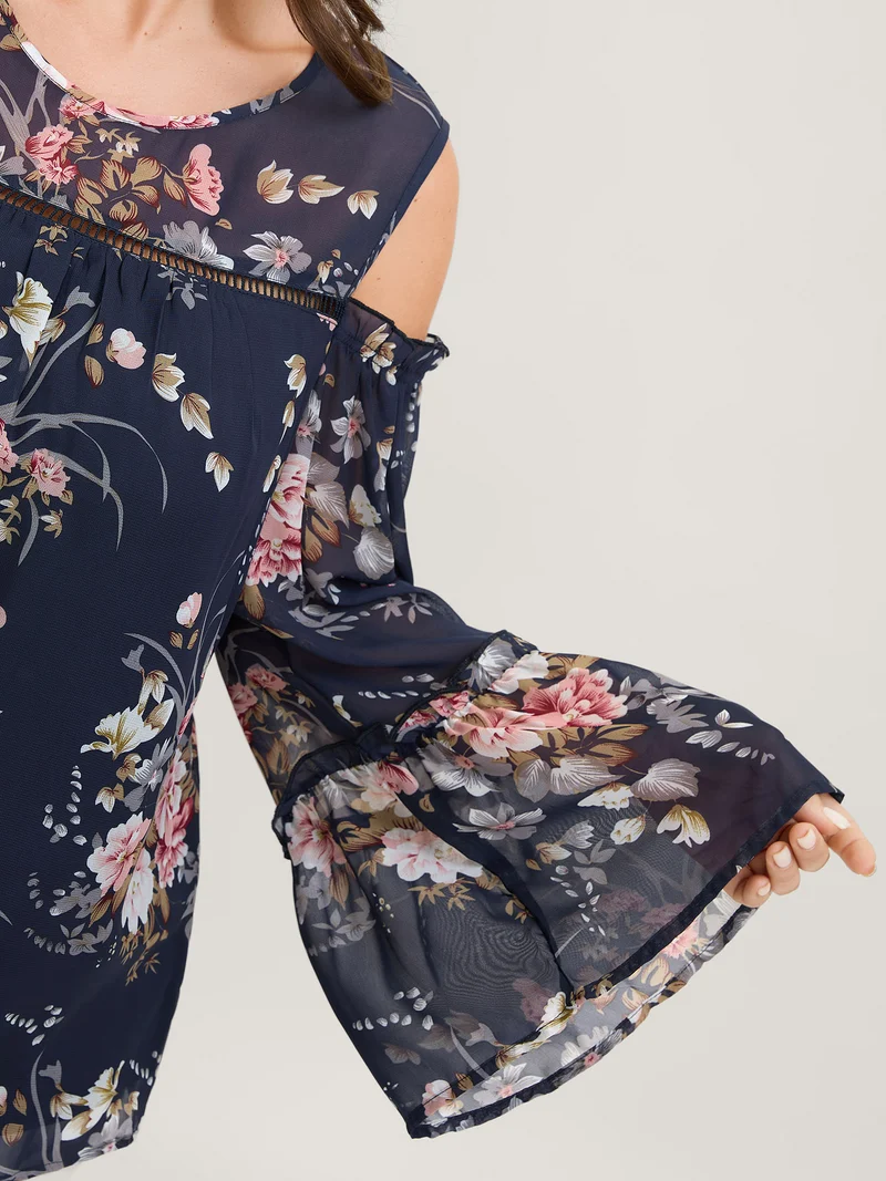 Floral Print Off-Shoulder Lace Blouse