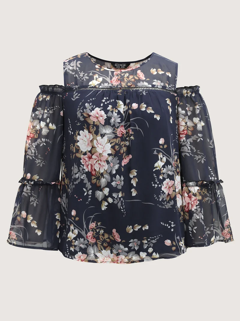 Floral Print Off-Shoulder Lace Blouse