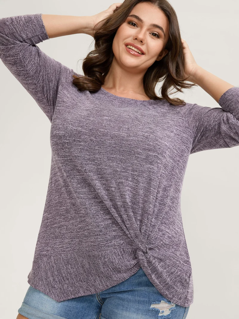 Heather Side Knot Full-Sleeve T-Shirt