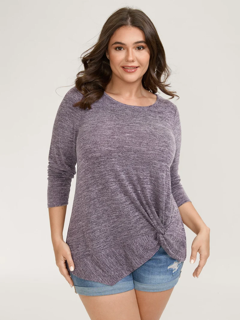 Heather Side Knot Full-Sleeve T-Shirt