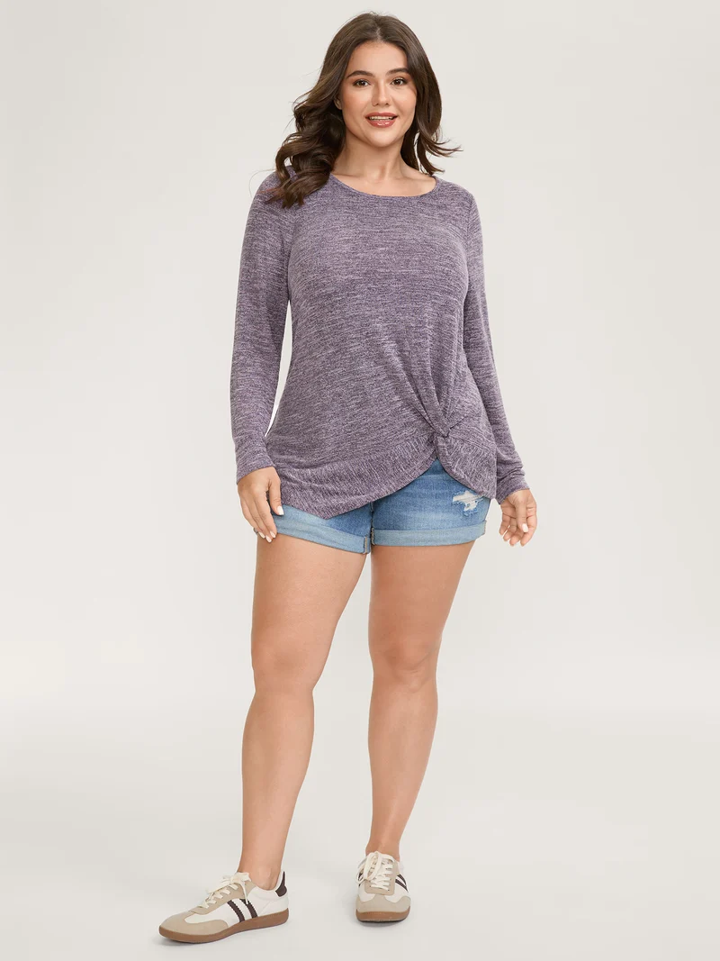 Heather Side Knot Full-Sleeve T-Shirt