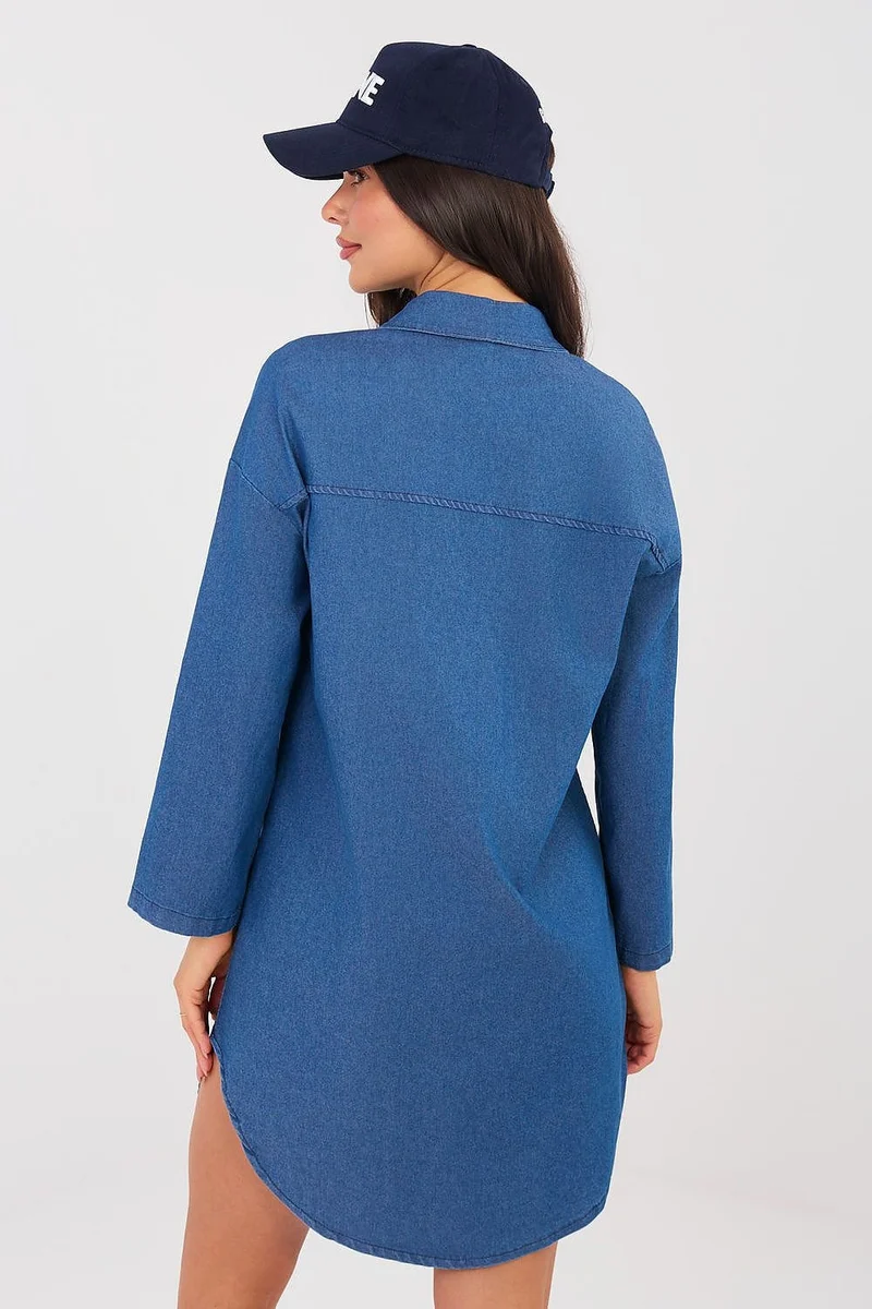 Robe chemise jean manches longues