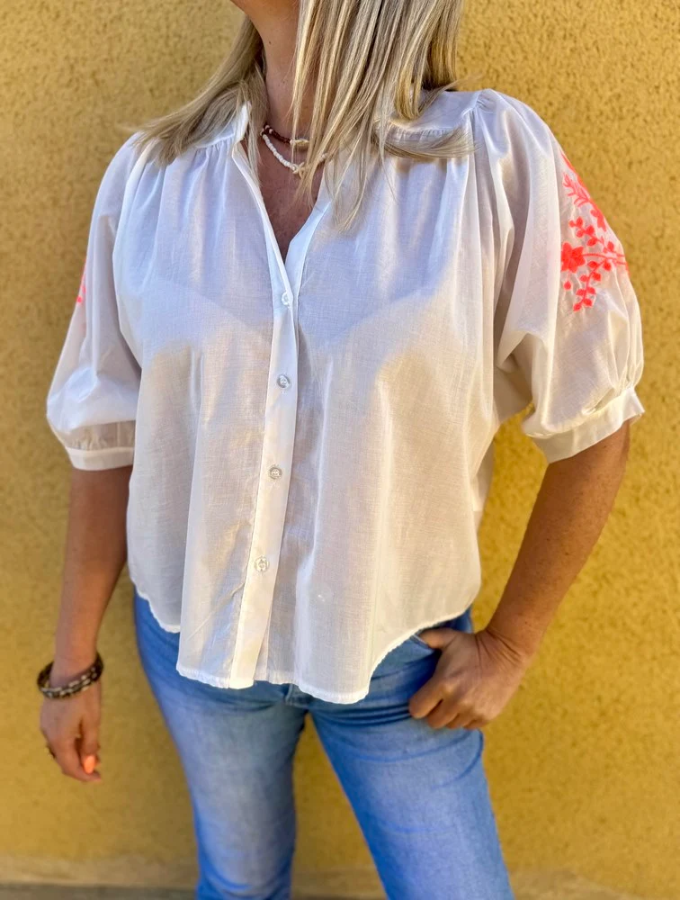 Chemise brodée Giulia blanc