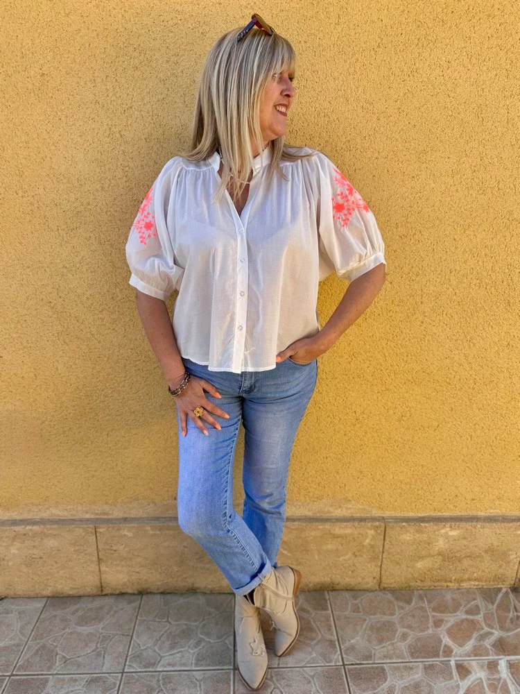 Chemise brodée Giulia blanc