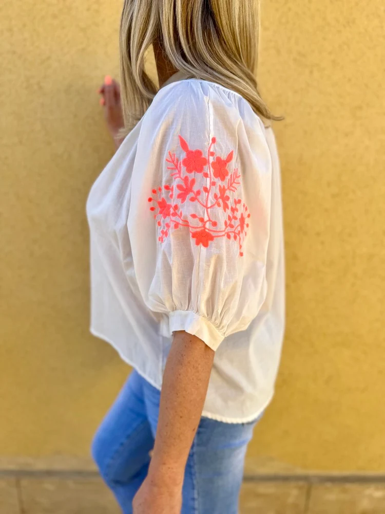 Chemise brodée Giulia blanc