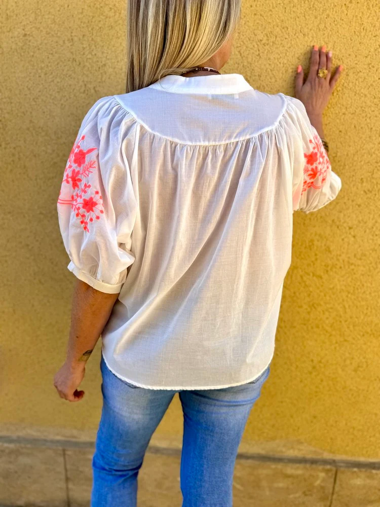 Chemise brodée Giulia blanc