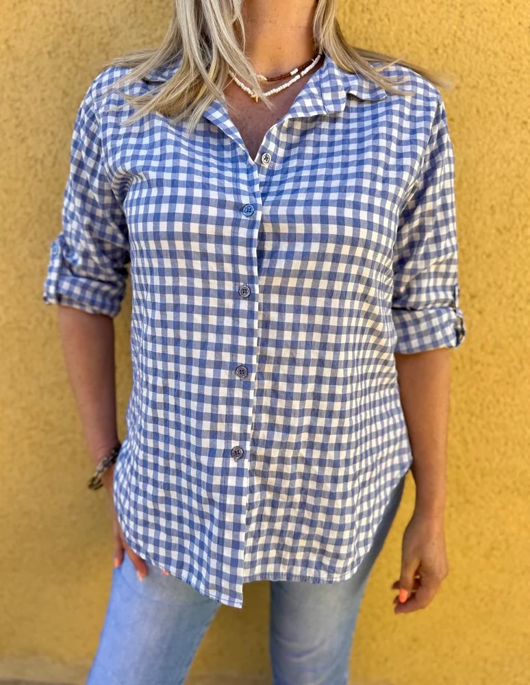 Chemise en Vichy Emilia bleu jean