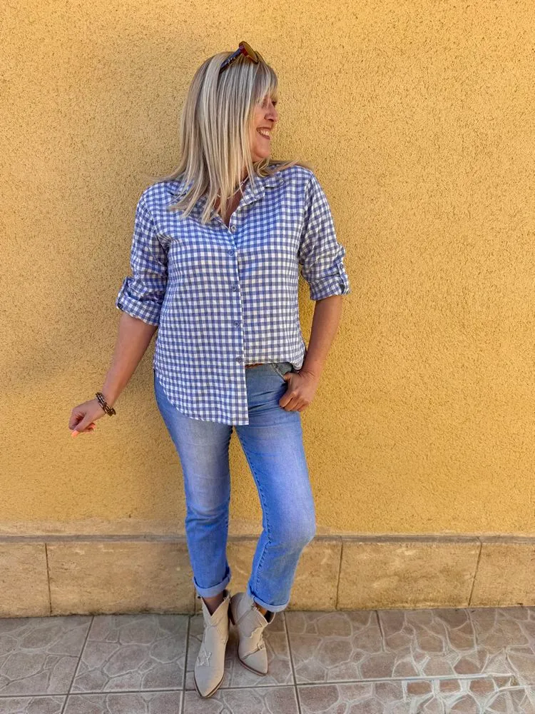 Chemise en Vichy Emilia bleu jean