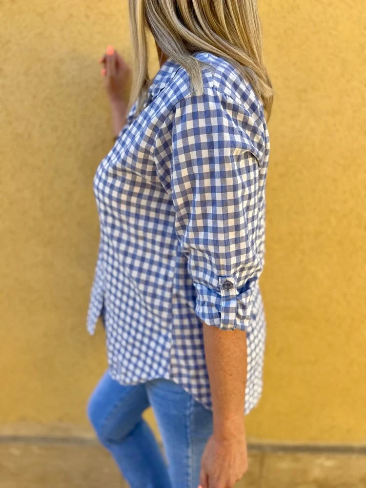 Chemise en Vichy Emilia bleu jean