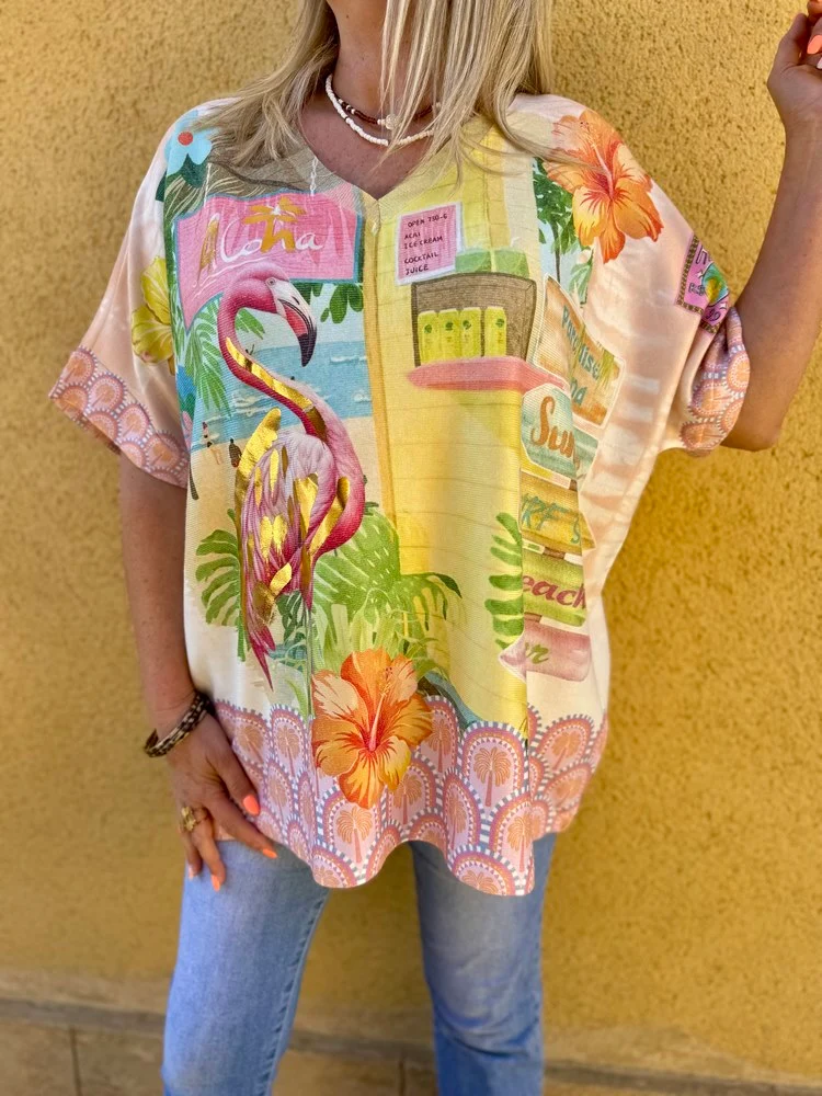 Teeshirt méga loose Edoardo flamant rose