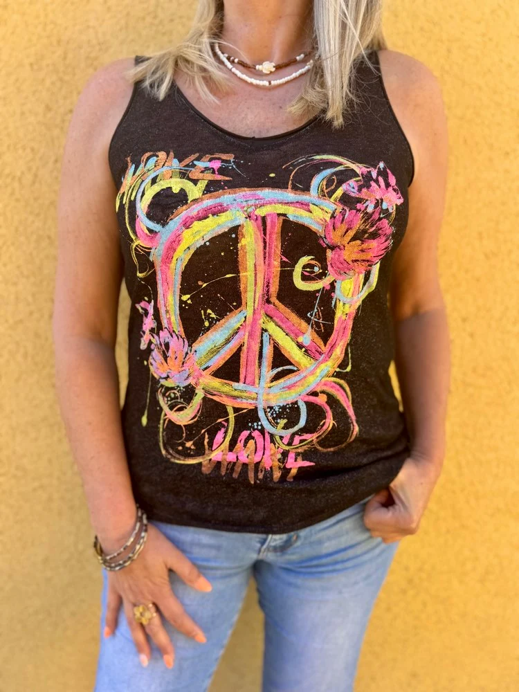 Débardeur Peace and Love noir