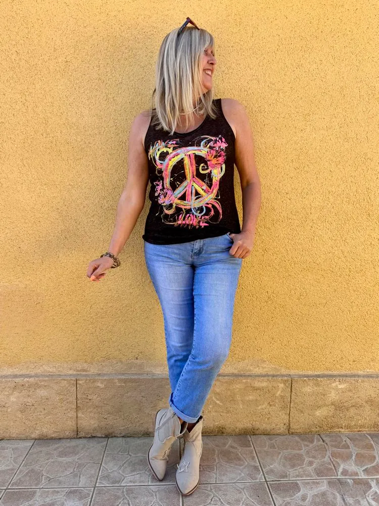 Débardeur Peace and Love noir