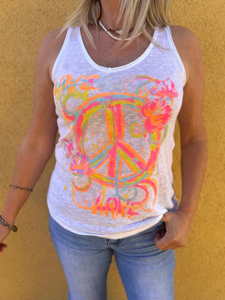 Débardeur Peace and Love blanc