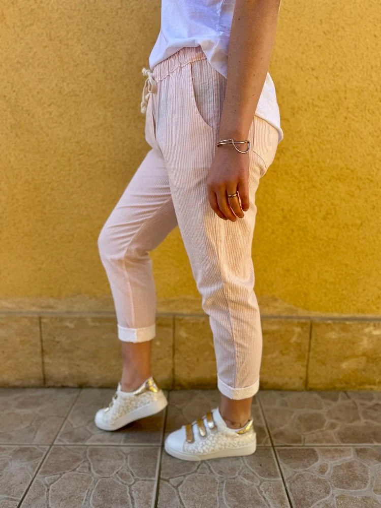 Jogg coton et lin Lino rose