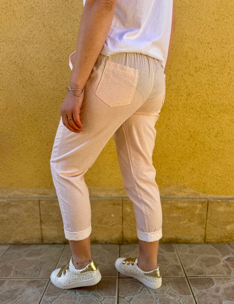 Jogg coton et lin Lino rose
